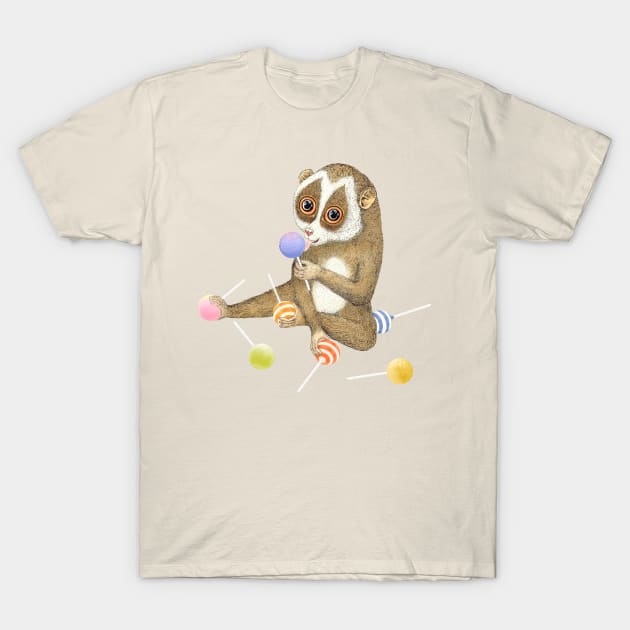 Candy crush slow loris T-Shirt by ruta13art